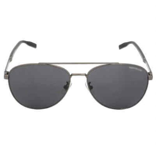 Montblanc Grey Pilot Men`s Sunglasses MB0081SK 001 61 MB0081SK 001 61