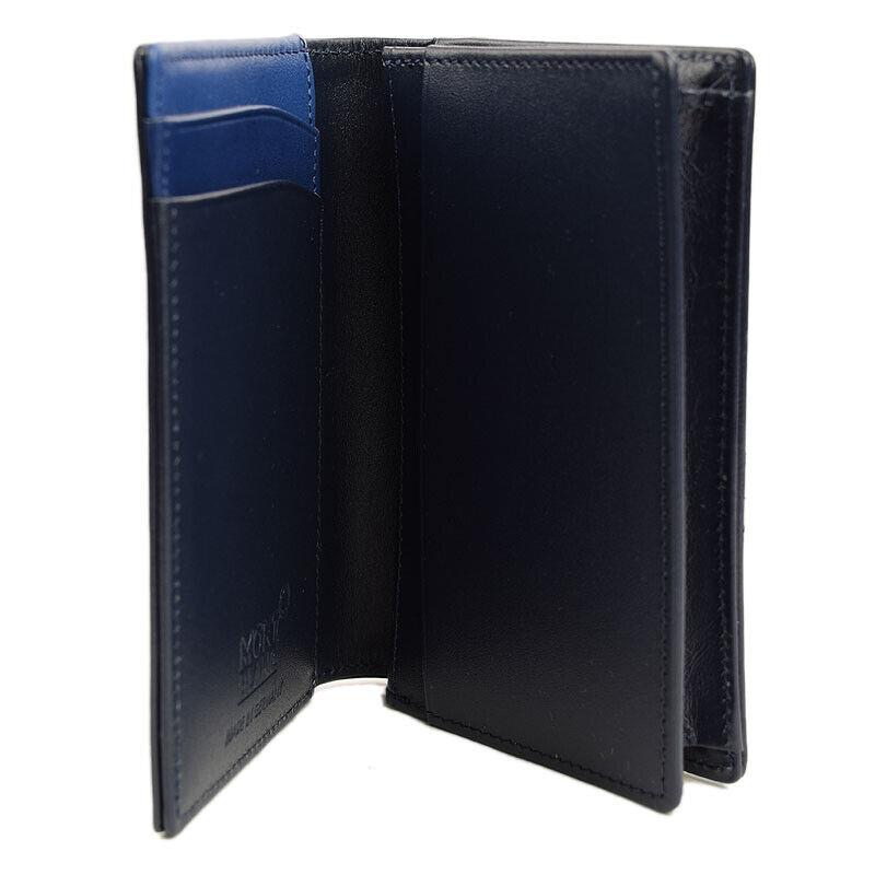 Montblanc Mens Navy Meisterstuck Business Card Case Holder Gusset Italy