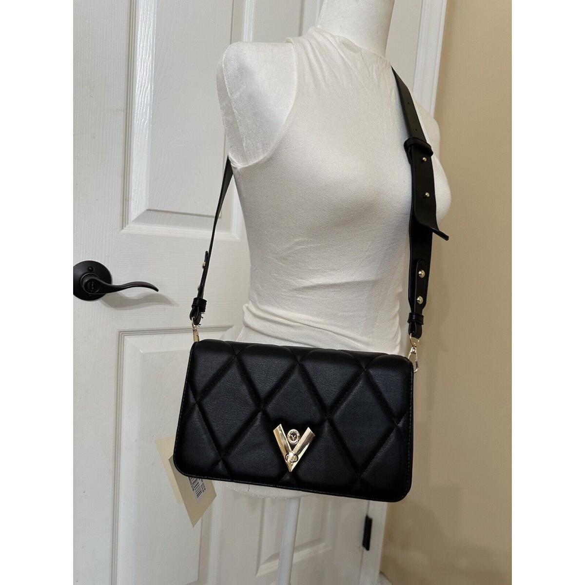 Valentino Orlandi Black Diamond Quilted Crossbody Shoulder Bag Clutch