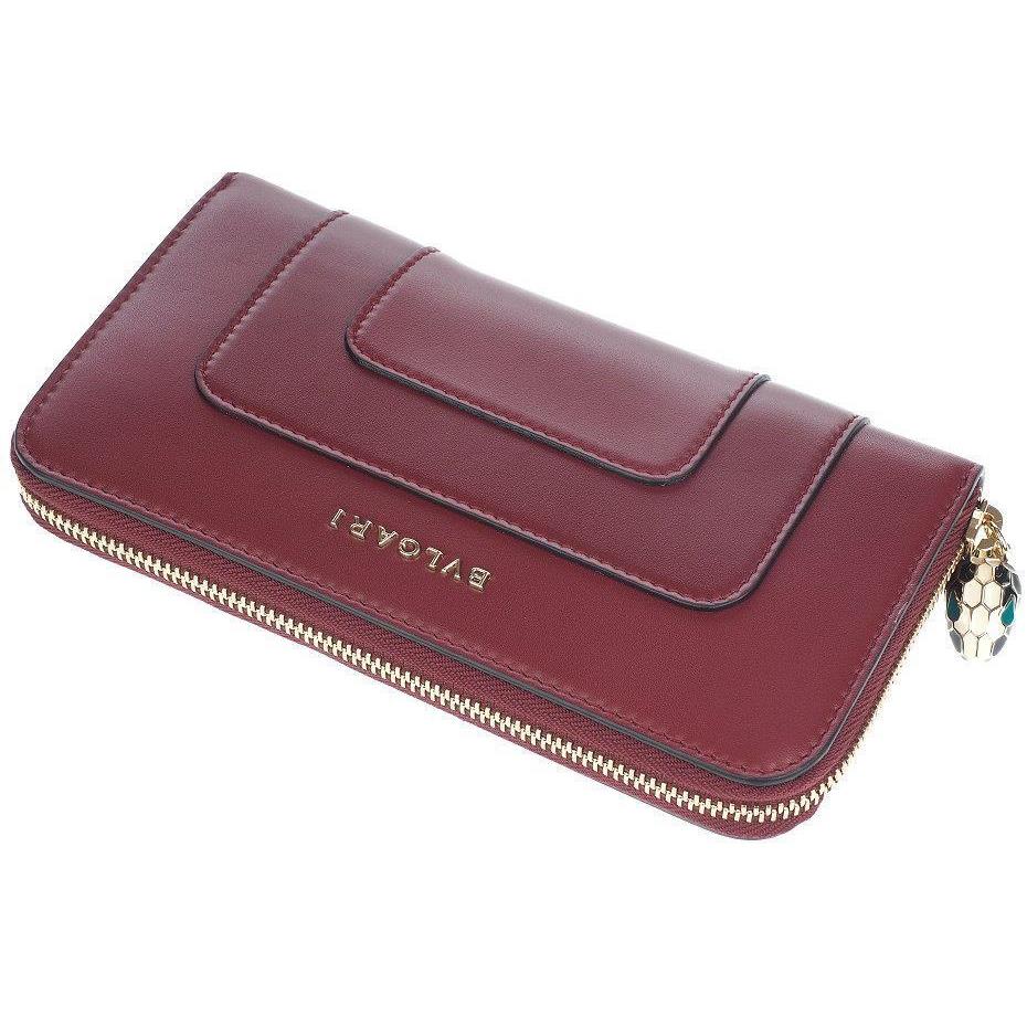 Bvlgari Bulgari Serpenti Ruby Wine Long Zip Around Clutch Continental Wallet