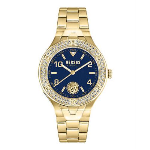 Versus Versace Womens Vittoria Crystal Gold 38mm Bracelet Fashion Watch
