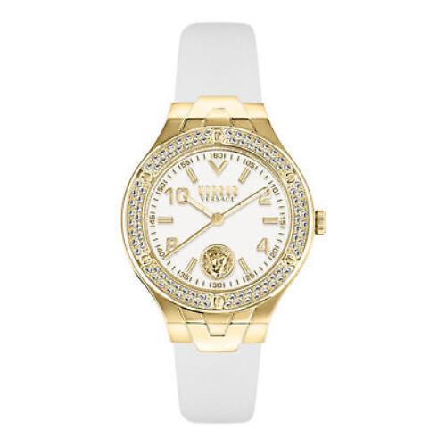 Versus Versace Womens Vittoria Crystal Gold 38mm Strap Fashion Watch