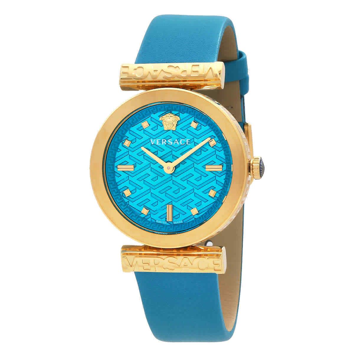 Versace Regalia Quartz Turquoise Dial Ladies Watch VE6J00323 - Dial: Turquoise, Band: Turquoise, Bezel: Yellow Gold IP