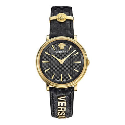 Versace Womens V-circle Logomania Gold 38mm Strap Fashion Watch