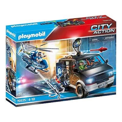 Playmobil Helicopter Pursuit with Runaway Van Modern