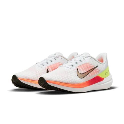 Men Nike Air Winflo 9 Running Training Shoes White/black/total Orange DD6203-100