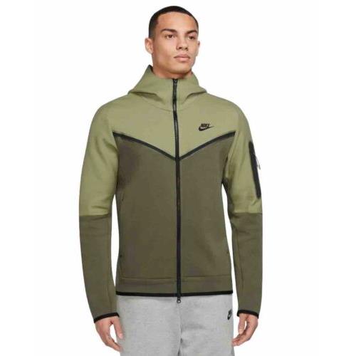 Nike Tech Fleece Windrunner Zip Hoodie CU4489-334 Olive Green Men`s XL