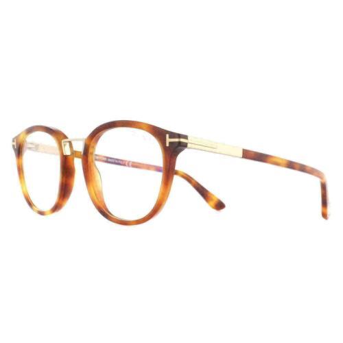 Tom Ford Glasses FramesFT5555 F B/v 056 Light Havana Gold Clear Blue Light Block