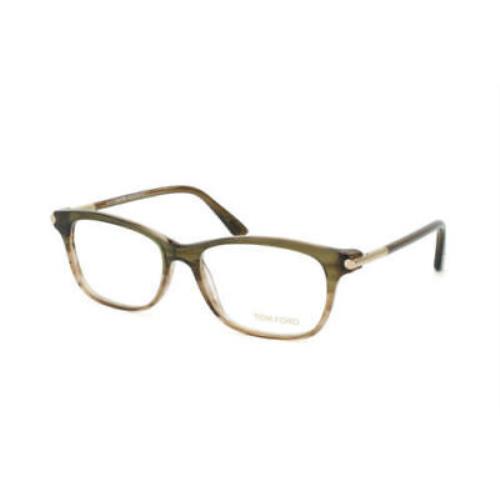 Tom Ford FT5237 098 Eyeglasses Color - Brown/olive Green Striped Demo Lens