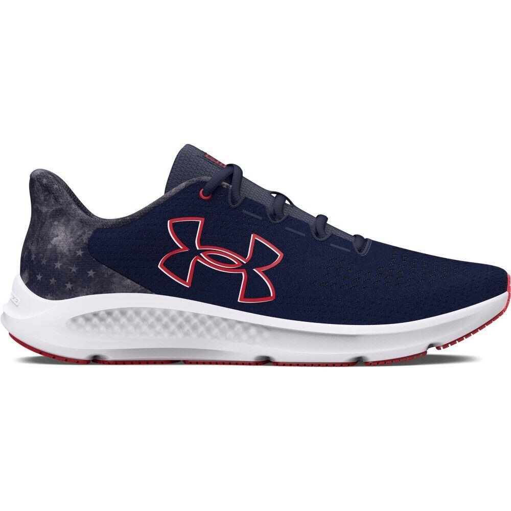 Under Armour 3027432 Men`s UA Charged Pursuit 3 Big Logo Freedom Running Shoes - Midnight Navy