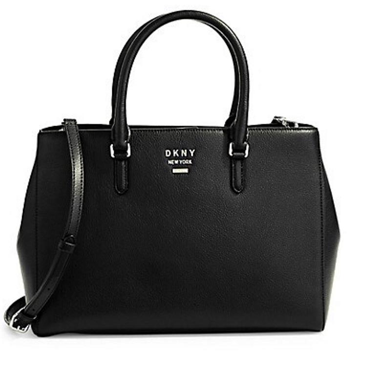 Dkny Whitney Pebbled Leather East West Tote Black Gold