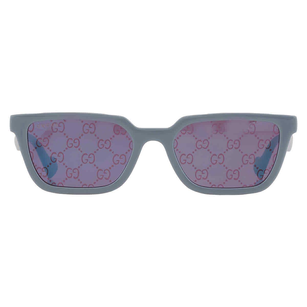 Gucci Blue Logo Rectangular Men`s Sunglasses GG1539S 003 55 GG1539S 003 55 - Frame: Blue, Lens: Blue