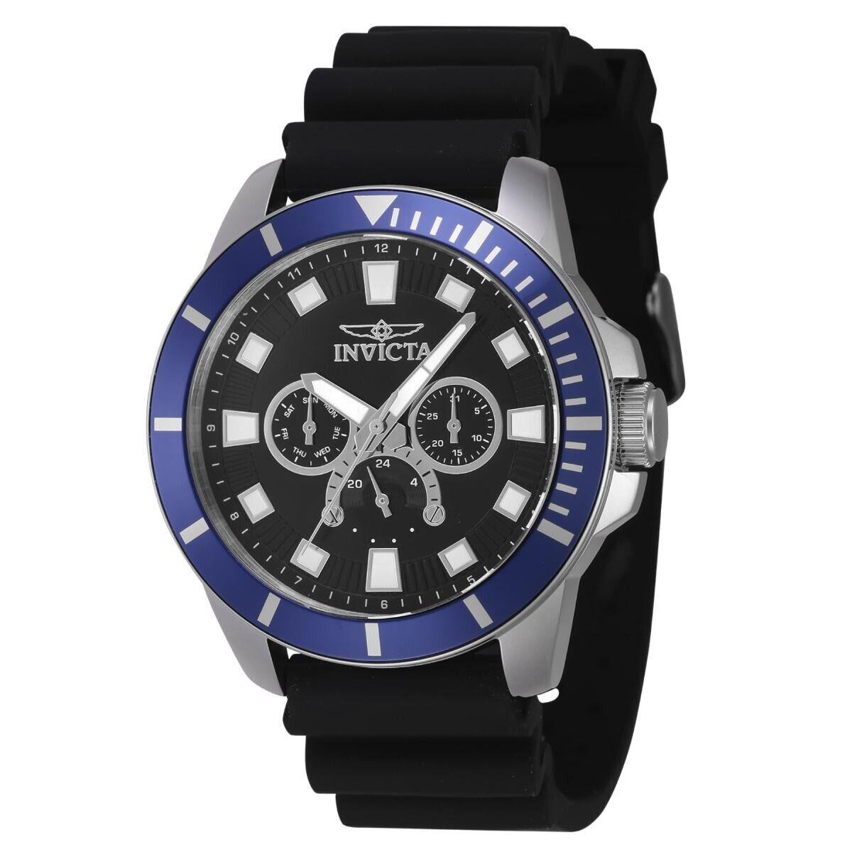 Invicta Men`s Pro Diver Blue Bezel Black Dial 45mm Day Date 24hr Watch 46927