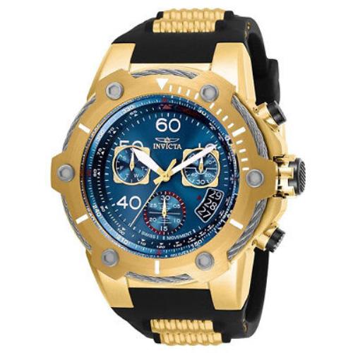 Invicta 25873 Bolt Blue Dial Black Silicone Strap Chronograph Men`s Watch