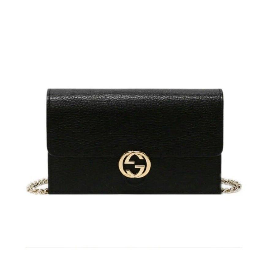 Gucci Chain Wallet Crossbody Calf Black Bag Black 510314