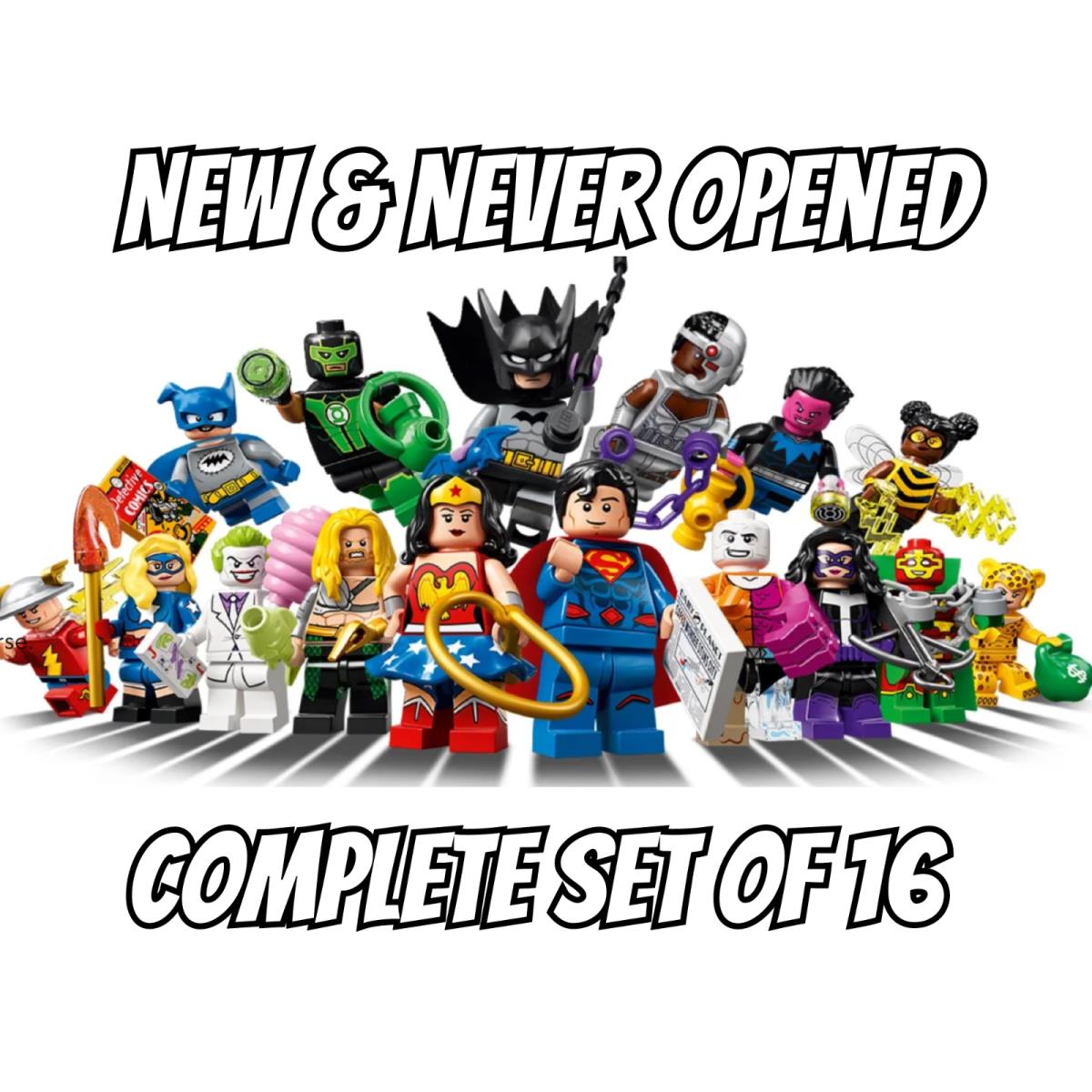Complete Set of 16 Lego 2020 DC Comics Superhero Minifigures 71026