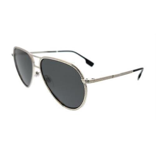 Burberry 0BE3135 100587 Scott Silver Aviator Sunglasses - Silver, Frame: Silver, Lens: Dark Grey
