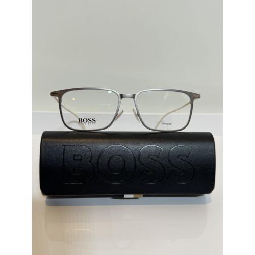 Hugo Boss 1253 R81 Matte Titanium Square Unisex Eyeglasses 55mm