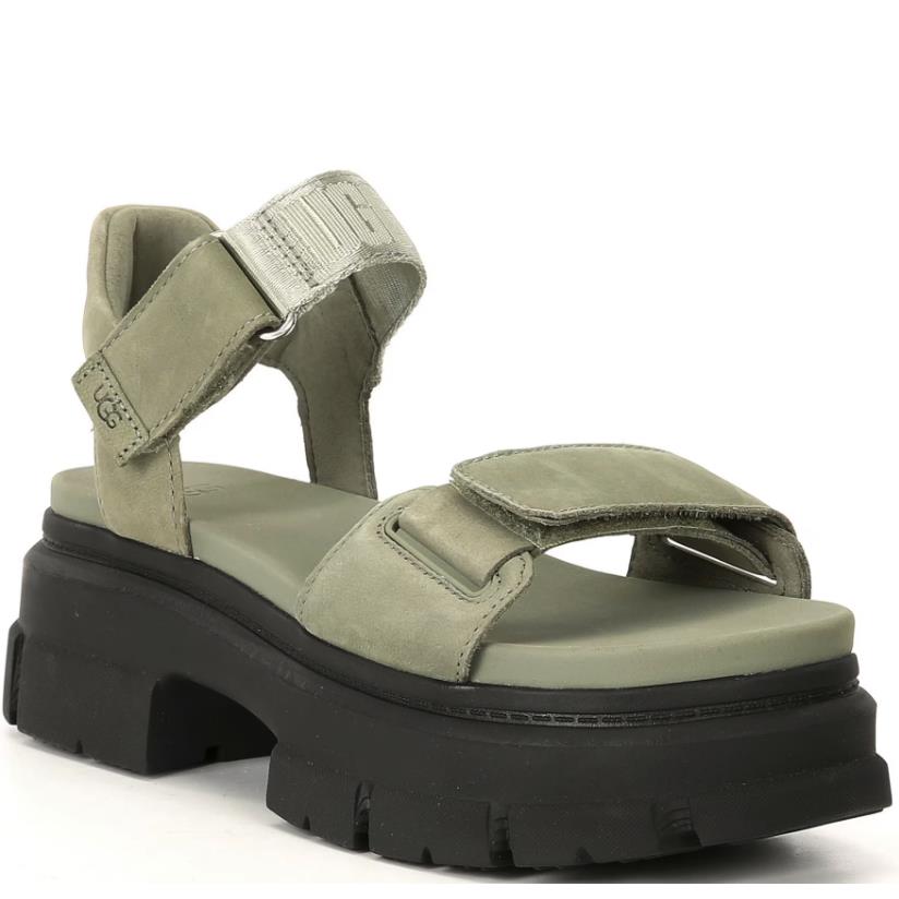 Women`s Shoes Ugg Ashton Ankle Nubuck Platform Sandals 1136764 Shaded Clover - Green