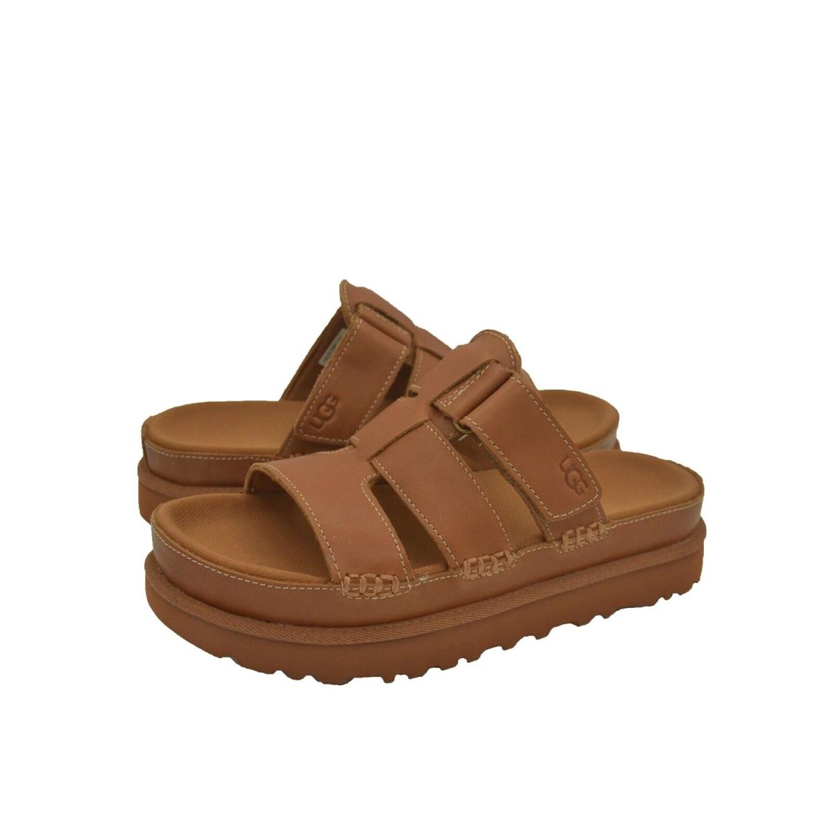 Women`s Shoes Ugg Goldenstar Slide Leather Sandals 1154652 Tan