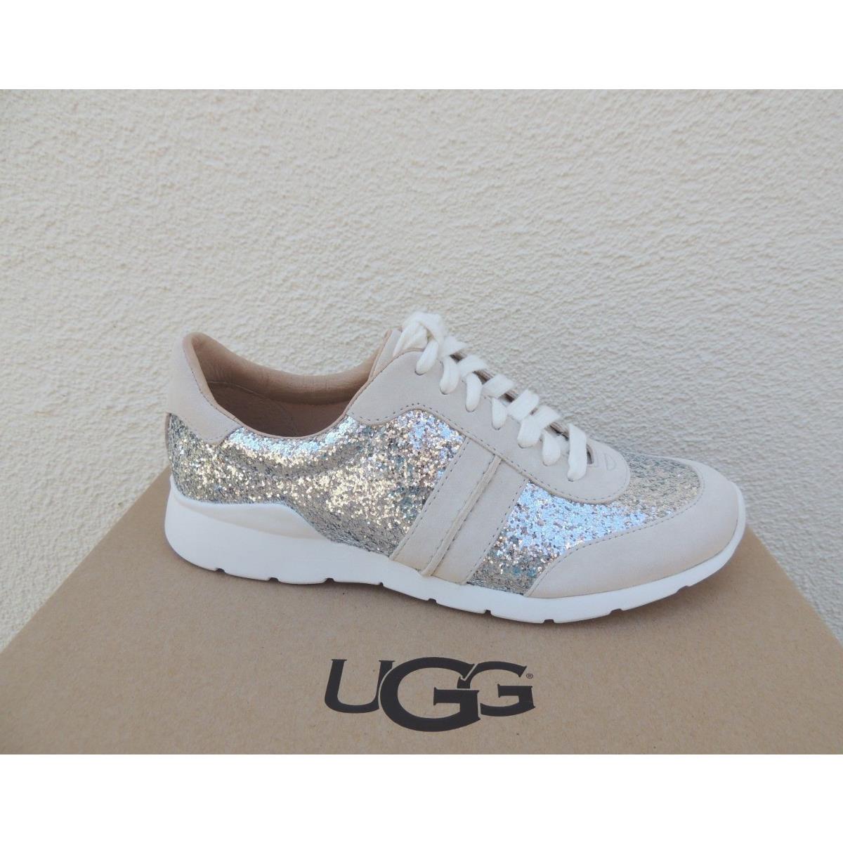 Ugg Jaida Silver Glitter Suede/ Leather Sneakers Women US 6/ Eur 37