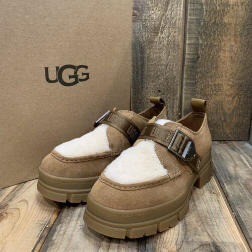 Ugg Ashton Shoe Chestnut Nubuck Leather Wool Lug Platform Women US 9 UK 7 EU 40