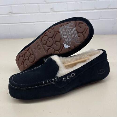 Ugg Ansley Wool Lined Slipper Women`s Size US 6 Suede Black