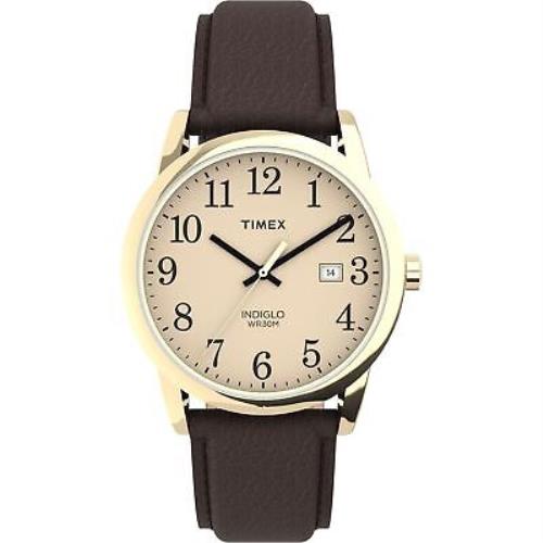 Timex Men`s TW2P75800 Easy Reader 38mm Brown/gold-tone/cream Leather Strap Watch - Gold-Tone/Brown/Cream/38MM