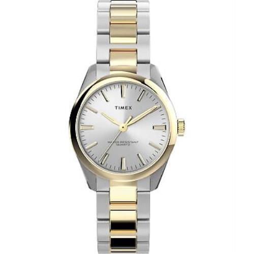 Timex Women s Highview 32mm Watch - Silver Tone Dial Gold Tone Case Two Tone