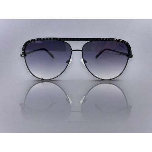 Quay Australia High Key Extra Bling Aviator Sunglasses Oversized Black Frames