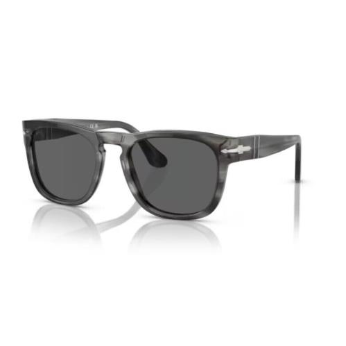 Persol 0PO3333S Elio 1192B1 Striped Grey/dark Grey Square 51mm Men`s Sunglasses - Frame: Striped grey, Lens: Dark grey