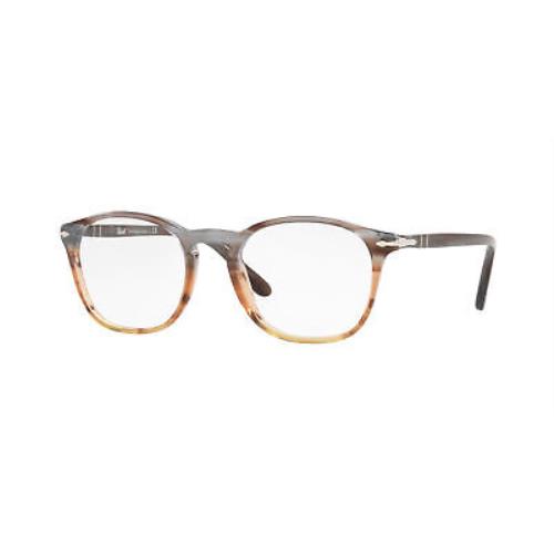 Persol PO3007V 1137 Striped Grey Brown Grad Demo Lens 50 mm Men`s Eyeglasses