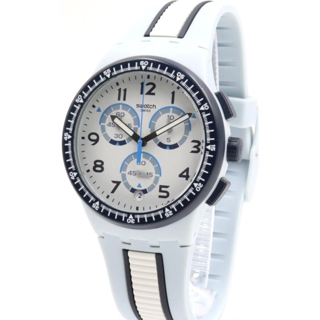 Swatch Originals Mirkolino Chrono Blue Silicone Date Watch 42mm SUSS401