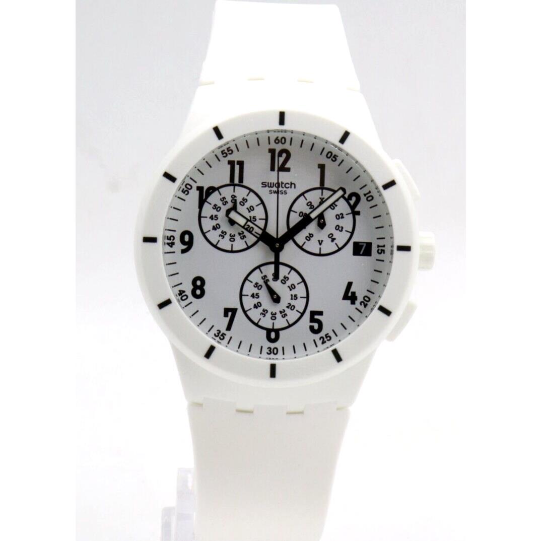 Swatch Originals Twice Again Chrono White Silicone Watch 42mm SUSW402