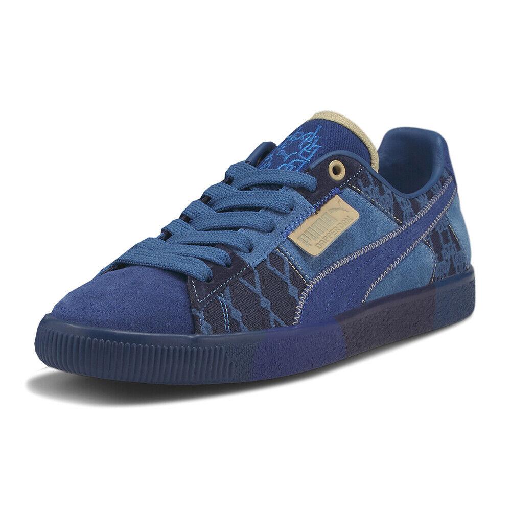 Puma Clyde Pregame Runway Lace Up Mens Blue Sneakers Casual Shoes 39208201 - Blue