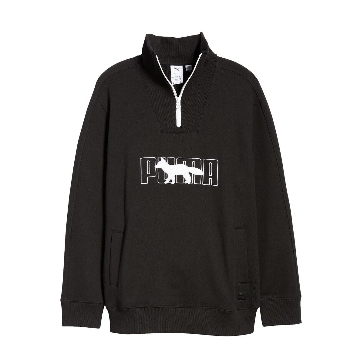 Puma x Maison Kitsune Fox Logo Men`s Half Zip Sweatshirt Medium Black