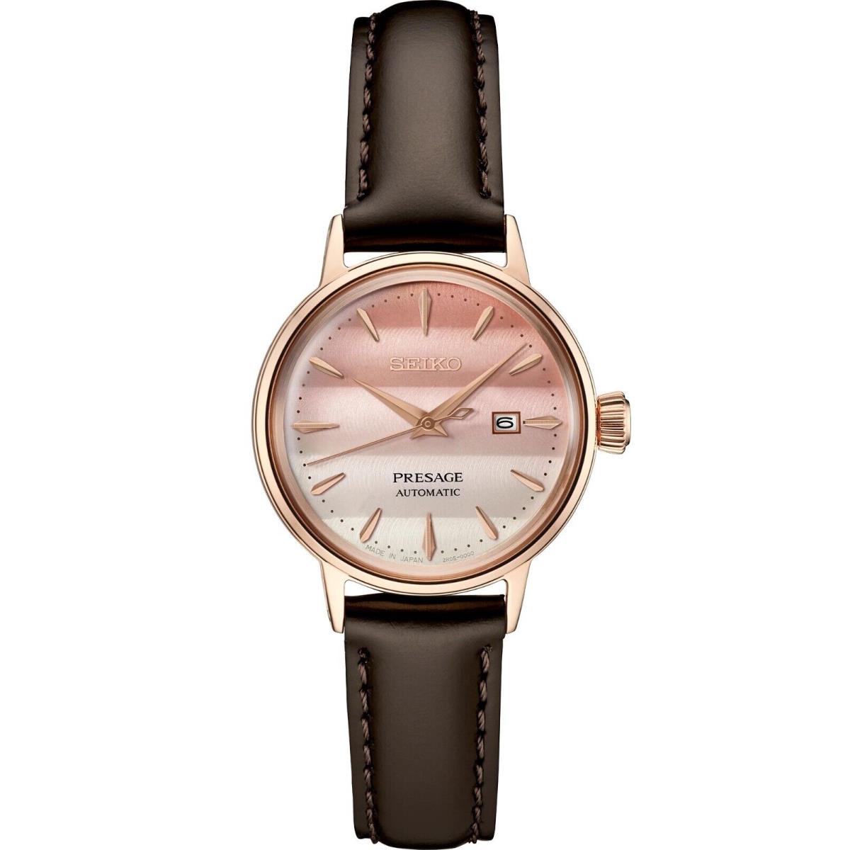 Seiko Presage Pink Dial Limited Edition Women Automatic Leather Watch SRE014