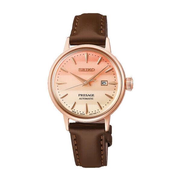 Seiko Presage Cocktail Time Tokyo Sunset Womens Brown Strap Watch SRE014