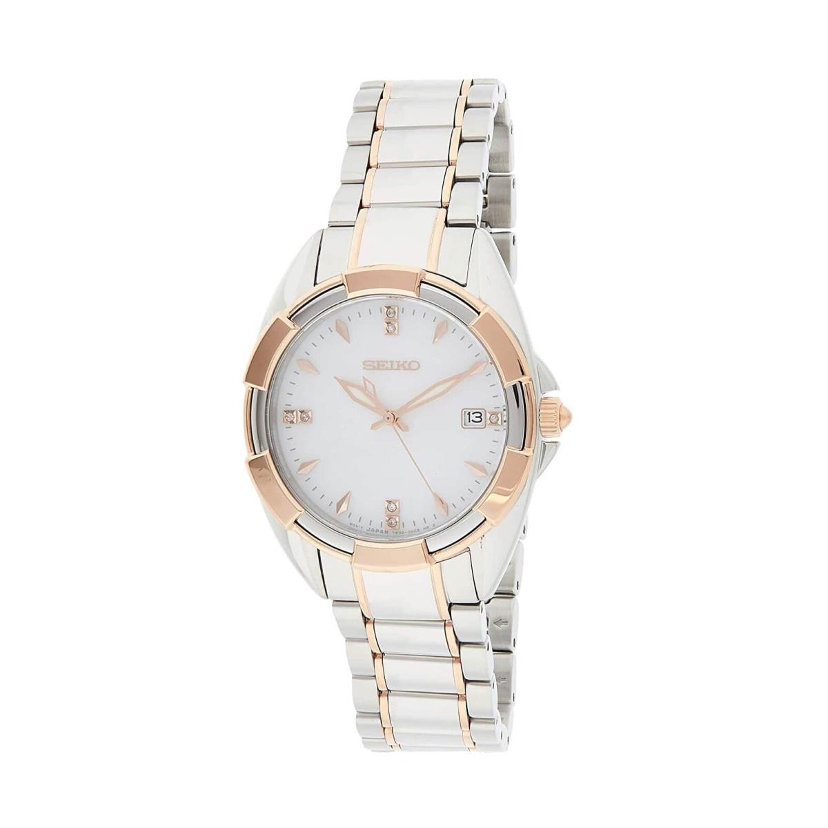 Seiko Quartz White Mother of Pearl Dial Two-tone Rose Ladies Watch