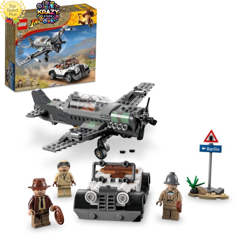 Lego Indiana Jones Fighter Plane Chase Building Set - Includes Buildable Car Air