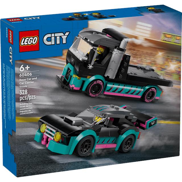 Lego City Race Car and Car Carrier Truck Toy 60406 Building Toy Set Gift