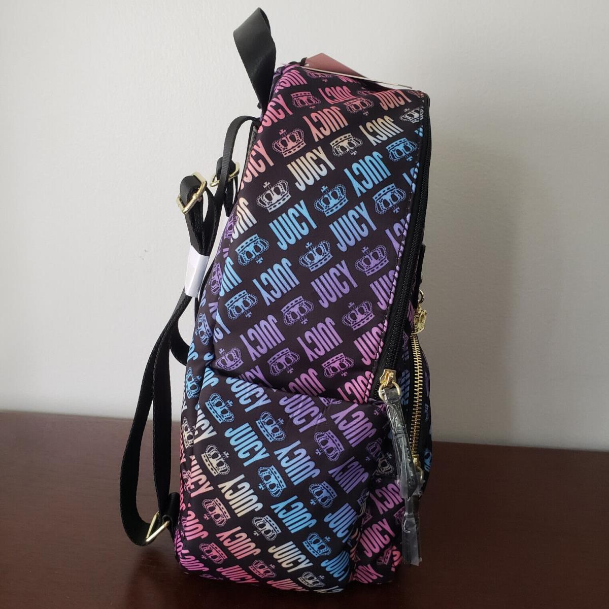 Juicy By Juicy Couture Good Sport Black Multicolor Rainbow Backpack 14.5