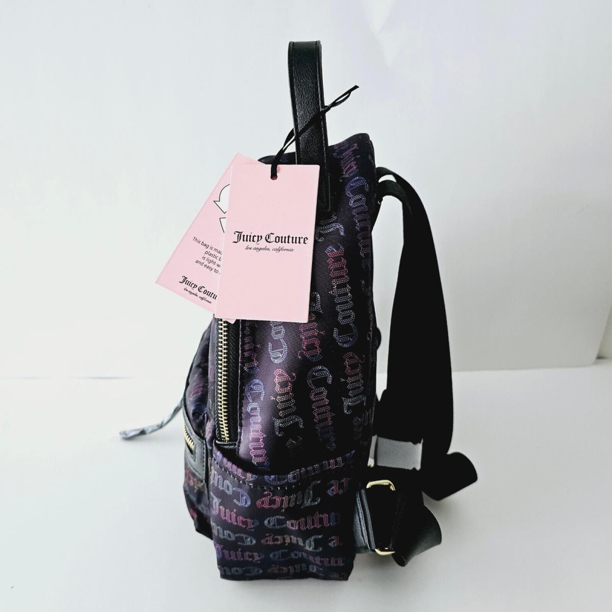 Juicy Couture Rosie Nylon Eco Friendly Mini Backpack Black Multi Logo