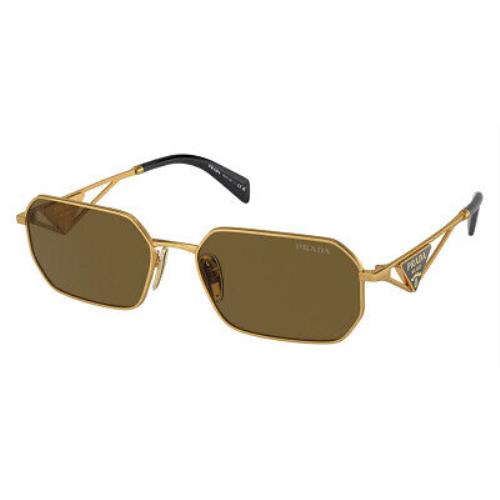 Prada PR Sunglasses Women Matte Gold / Dark Brown 58mm