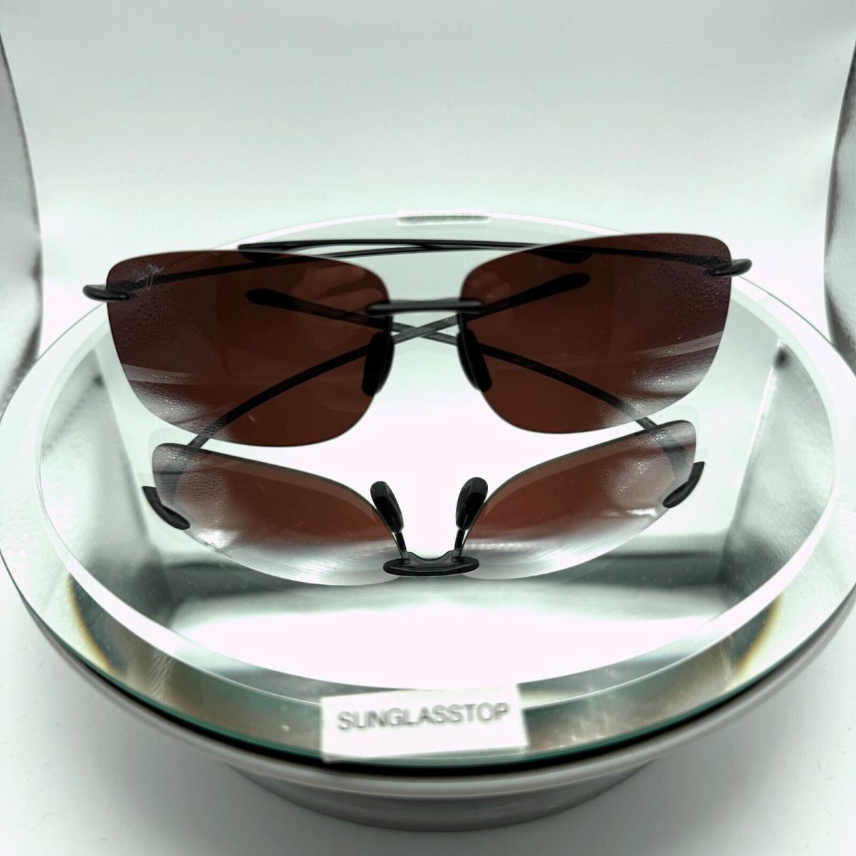 Maui Jim Hema Rimless Sunglasses Black Frame w/ Rose Polarized Lens R443-02