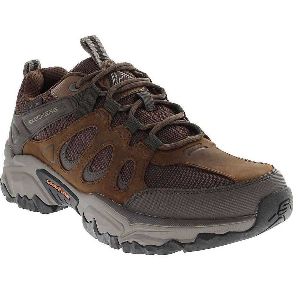Mens Skechers Terraform Selvin Dark Brown Water Resist Leather Hiking Shoes