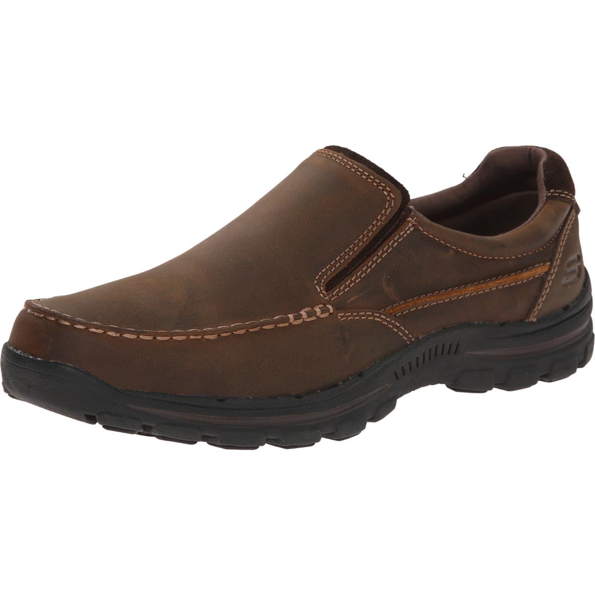 Skechers Men`s Braver-rayland Slip-on Loafer Dark Brown/Leather
