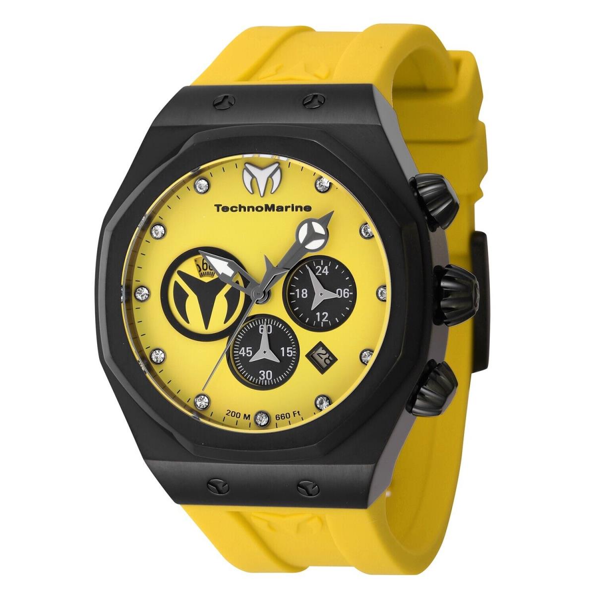 Technomarine TM-523002 Cruise Sun Reef Yellow 45MM Watch with Dial Markers - Dial: Yellow, Band: Yellow, Bezel: Black