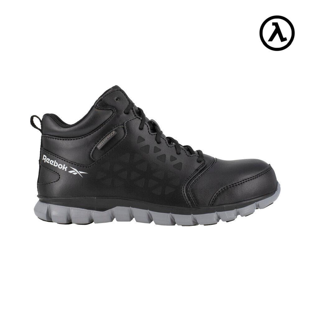 Reebok Sublite Cushion Work Men`s Athletic Waterproof Mid-cut Black Boots RB4144 - Black and Grey