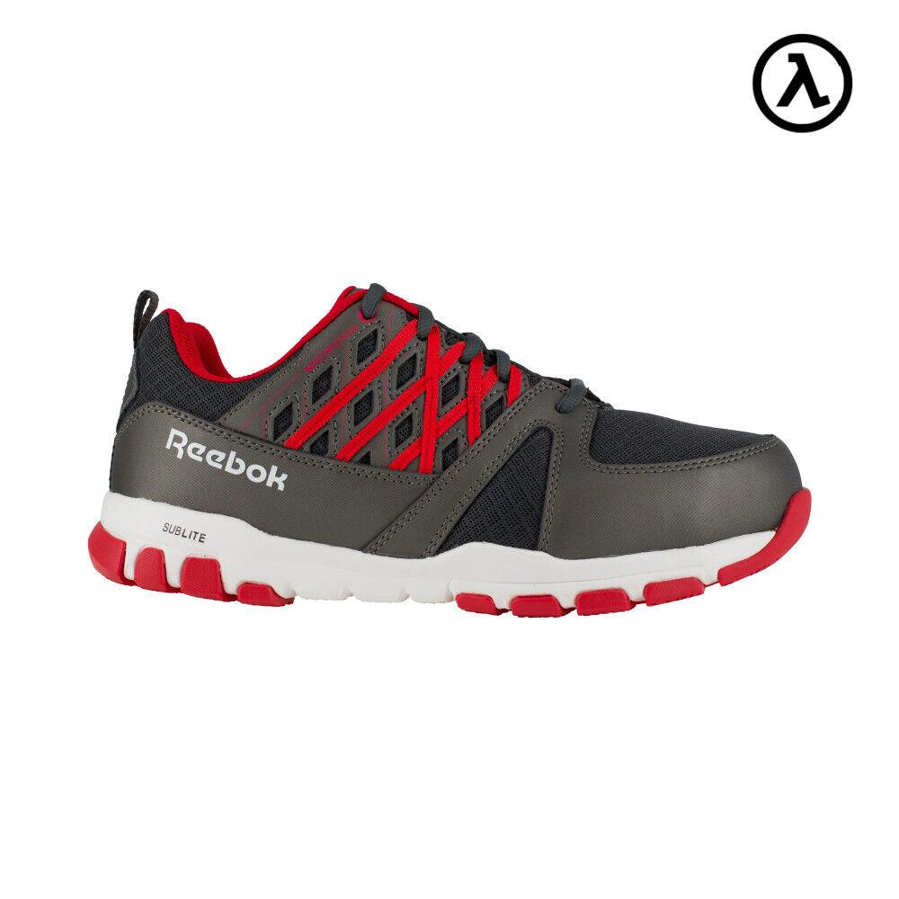 Reebok Sublite Work Men`s Athletic Shoe Grey/red Trim Boots RB4005 - All Sizes